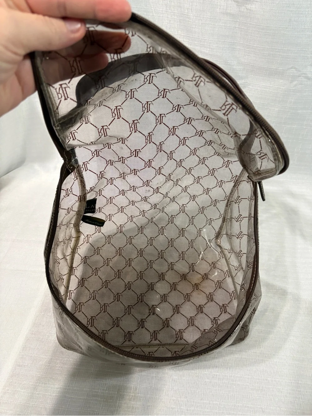 Ralph Lauren Clear w/ Brown RL Monogram Toiletry Bag